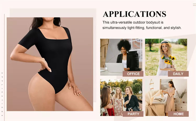 Square Neck Short Sleeve Tummy control